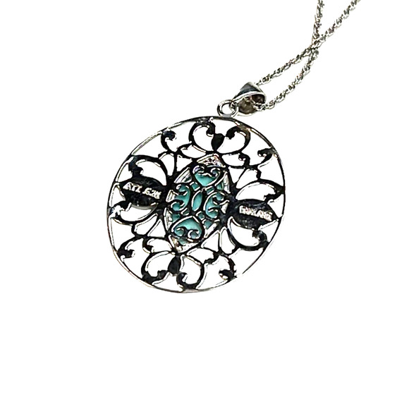 R. H. Macy Silver, Turquoise & Lapis Filigree Necklace, NWT! - Picture 4 of 6